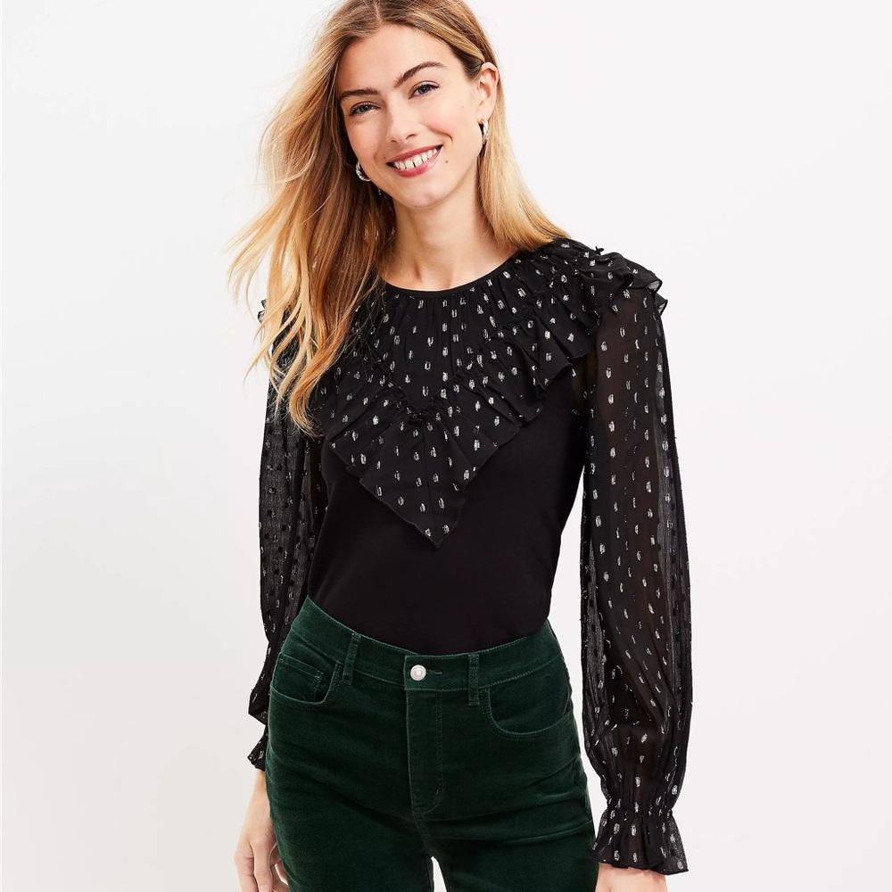 Elegant Black Ruffle Blouse
